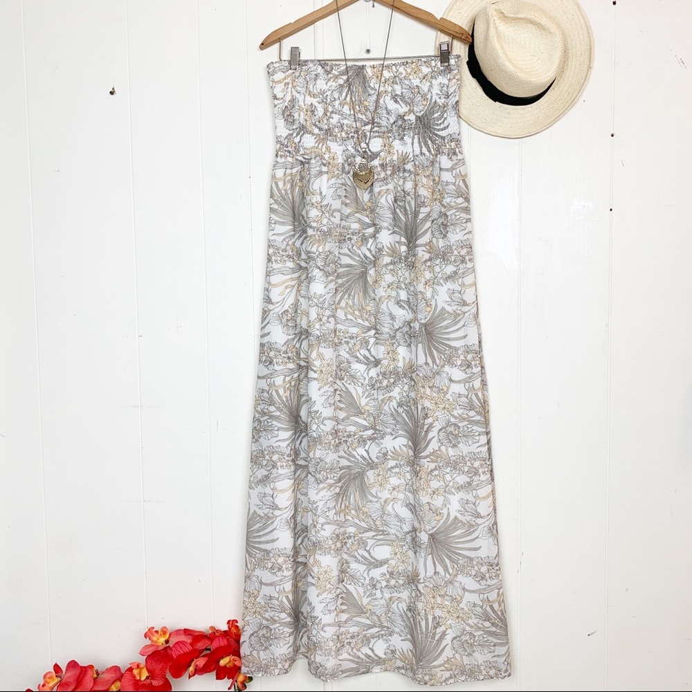 Soma cream floral shirred strapless maxi dress